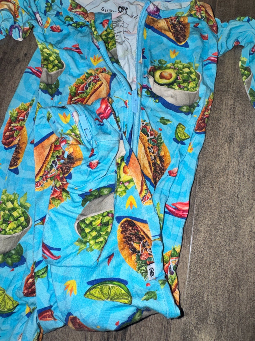 Bums & Roses Taco Fiesta Convertible Bamboo Double Zip Zippy 2T EUC - Picture 4 of 6